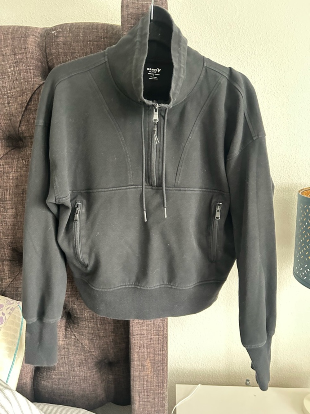Old Navy Black Quarter-Zip Hoodie Sweatshirt